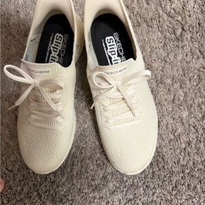 Skechers Women's Cream Knit Sneakers